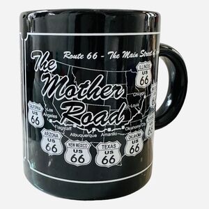 Route 66 Main Street of America Souvenir Mug Black White Ceramic Coffee Cup 4"